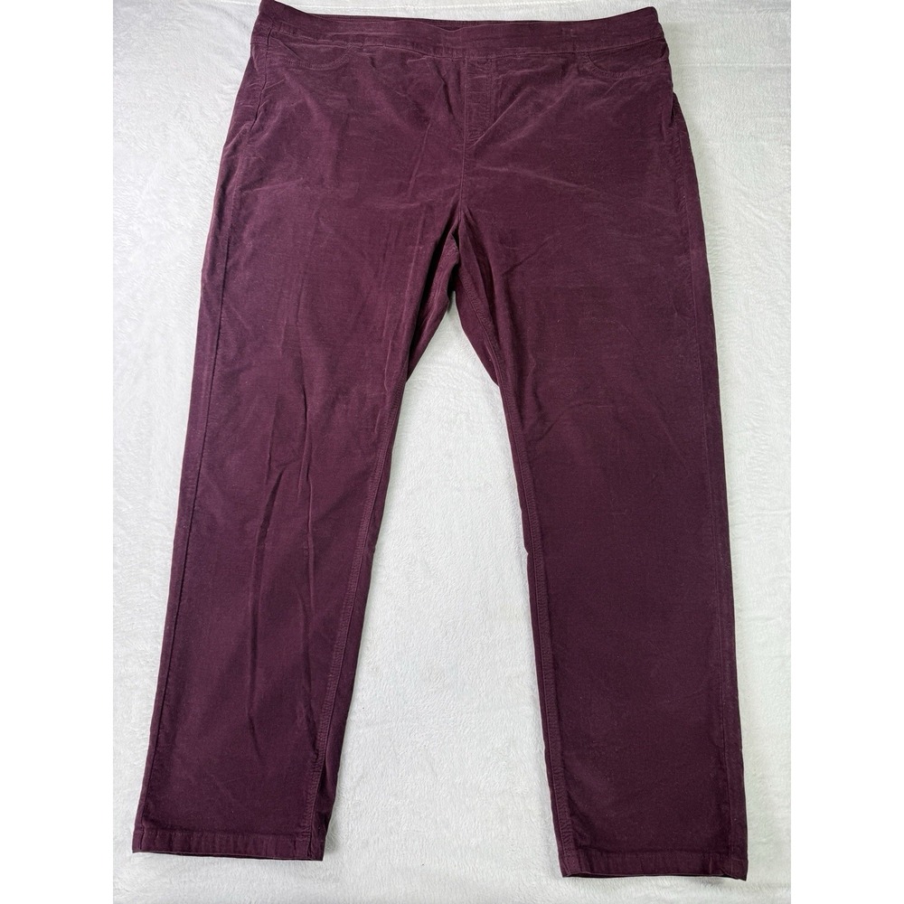 Soft Surroundings Pants Womens 3X Plum Corduroy Skinny Ankle Pull On Stretch